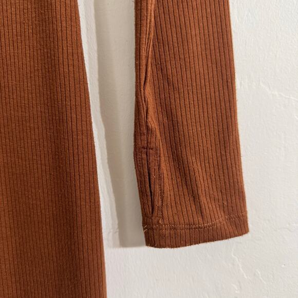 CULPOS X INC Ribbed Button-Front Cardigan Dress Brown Size Small - Picture 10 of 12